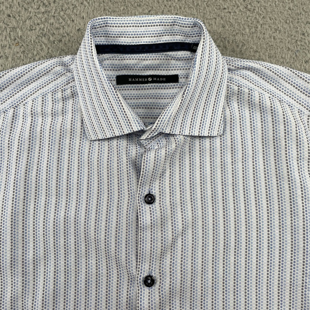 Hammer Made Men's White Patterned Dress Shirt